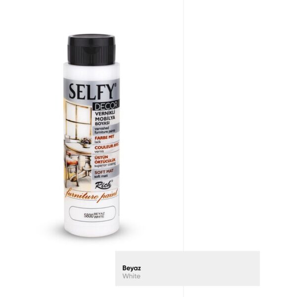 Rich Selfy Decor Beyaz 5800 Vernikli Mobilya Boyası 500 cc