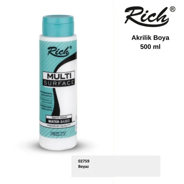 rich multisurface 500 ml beyaz boya