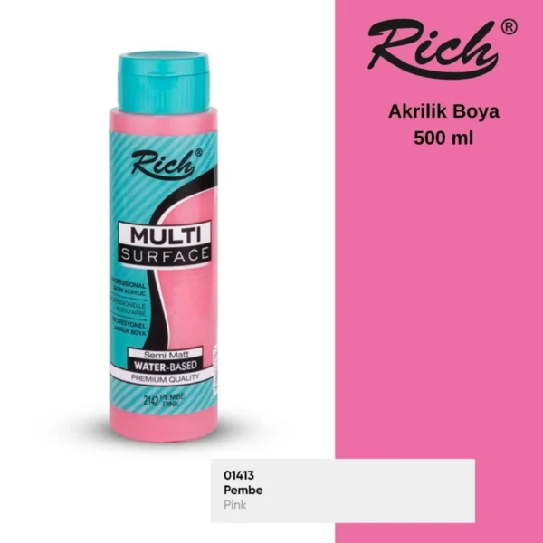 rich multisurface 500 ml pembe boya