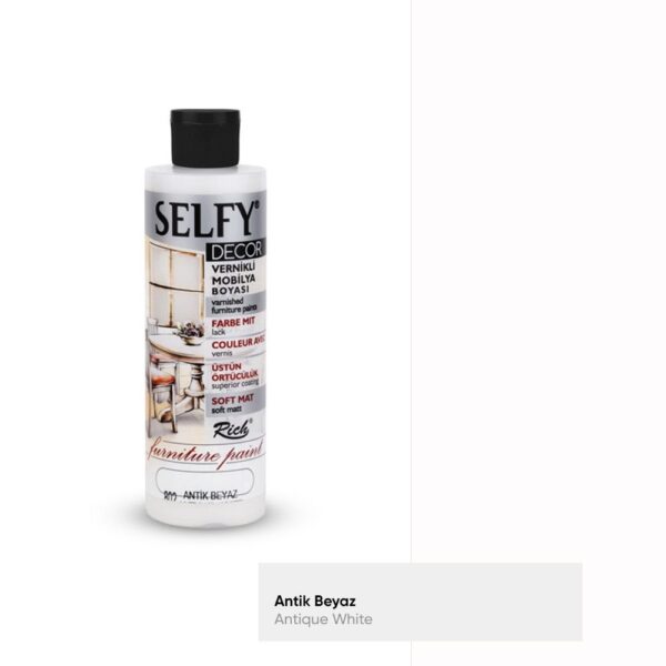 Rich Selfy Decor Vernikli Mobilya Boyası 240 ML antik beyaz