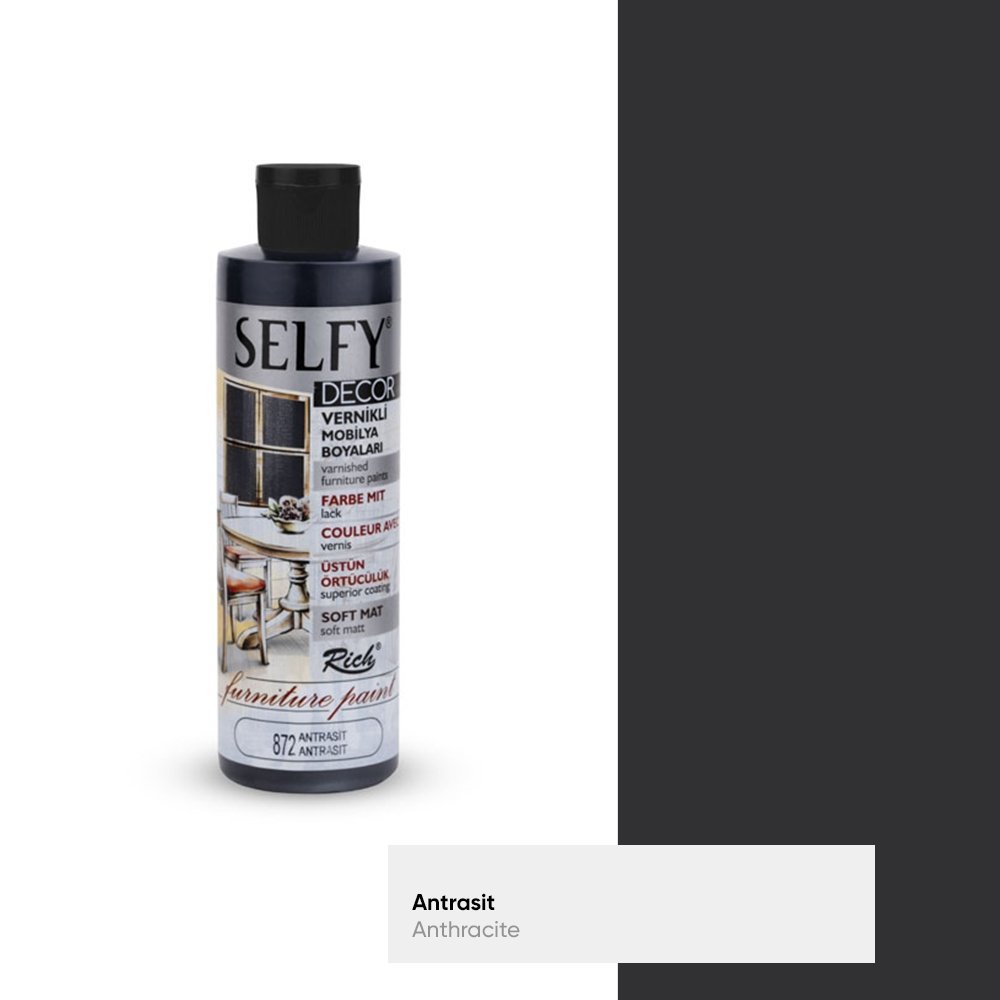 Rich Selfy Decor Vernikli Mobilya Boyası 240 ML Antrasit