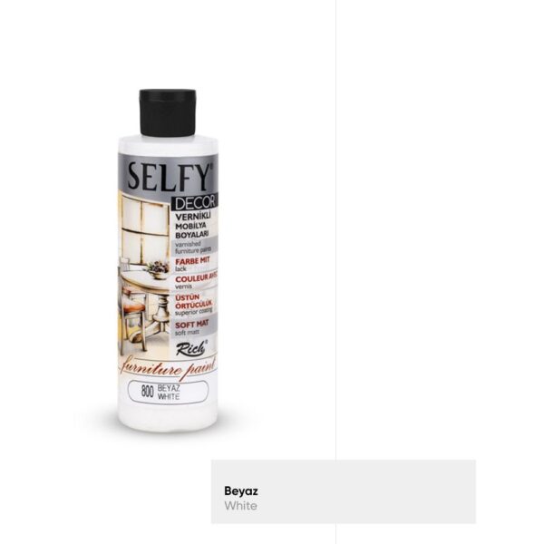 Rich Selfy Decor Vernikli Mobilya Boyası 240 ML Beyaz