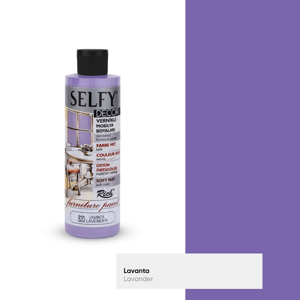 Rich Selfy Decor Vernikli Mobilya Boyası 240 ML lavanta