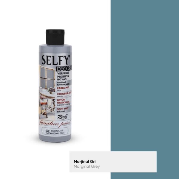 Rich Selfy Decor Vernikli Mobilya Boyası 240 ML Marjinal Gri