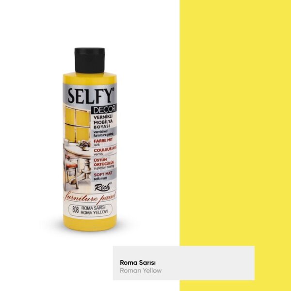 Rich Selfy Decor Vernikli Mobilya Boyası 240 ML roma sarısı