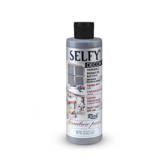 Rich Selfy Decor Vernikli Mobilya Boyası 240 ML Royal gri